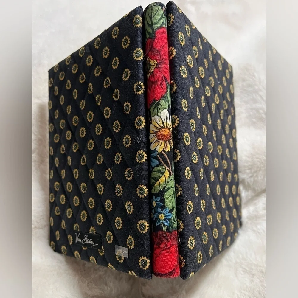 Vera Bradley cloth quilted picture frame, double sided holds 2 pictures